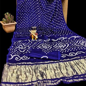 Gaji Silk Bandhani Saree: Zari Waving Kamal Pallu