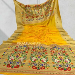 Premium Soft Silk Paithani Dupatta , Munia Border & Meenakari Pallu , Wedding Wear Dupata Yellow