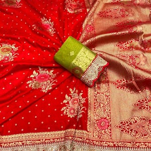 Red Color Dola Silk Saree,Bridal Saree,Designer Saree,Indian Wedding Saree