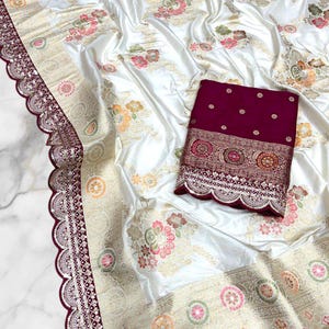 Elegent Dola Silk Saree,Designer Embroidered Border Saree,Wedding Saree