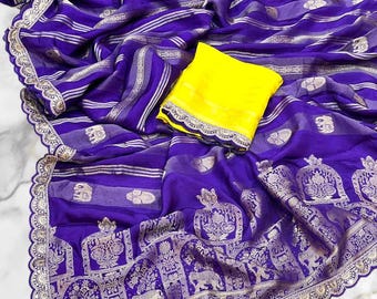 Sari en pure soie viscose, sari indien violet, sari en soie épaisse, sari de mariage traditionnel, sari ethnique festif