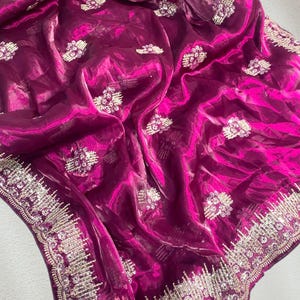 Sari de mariage de style Bollywood, sari en organza de soie, sari riche, sari traditionnel indien