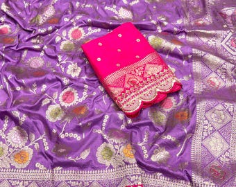 Gestickter Dola Seide Saree: Bollywood Hochzeit, Zari Woven Pallu