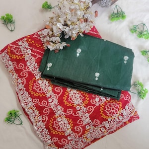 Gujarati Wedding Saree,Bandhani Saree,Rich Look Saree,Bridal Saree,Saree For USA