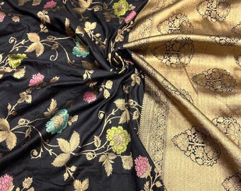 Dola Silk Saree : Bollywood Hochzeits Sari mit Stickerei