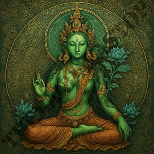 Green Tara Mandala Wall Art | Digital Download | Tibetan Buddhist Sacred Art Print