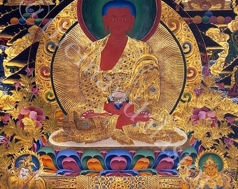 Gold Amitabha Buddha Tibetan Buddhist Thangka