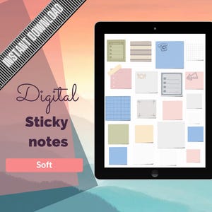 Post-it digitali per Goodnotes: colori pastello tenui. Adesivi per planner disegnati a mano (download immediato)