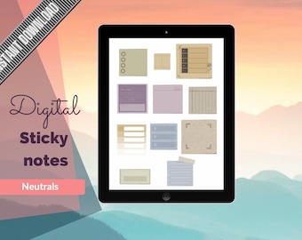 Neutral palette digital sticky notes for Goodnotes (instant download) sticky note for digital planners