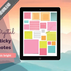 Notas adesivas digitais brilhantes; Notas adesivas originais feitas para Goodnotes & Notability
