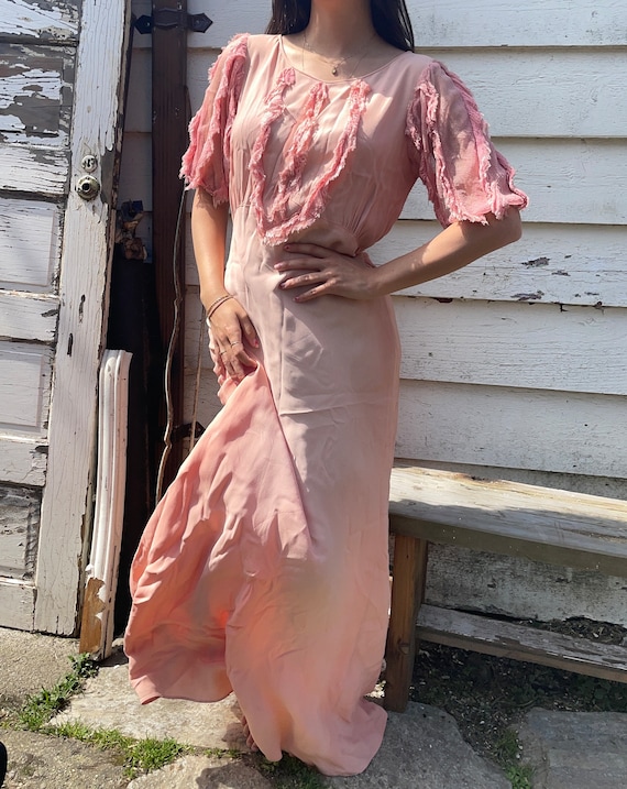 30s party dress 1930s Siren Evening Gown - Oyster Satin