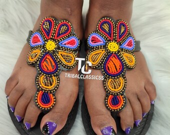 Sandalias Maasai, sandalias de cuero, sandalias hechas a mano, sandalias africanas, regalo para ella, sandalias de verano, sandalias chanclas, sandalias de mujer, sandalias