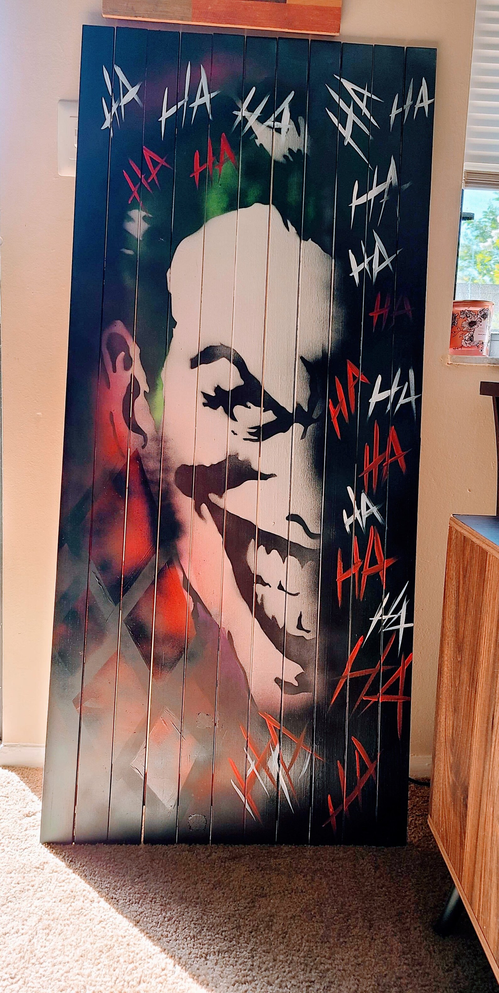 Joker Spray Paint Art Wooden Canvas Spray Paint Art Large Etsy