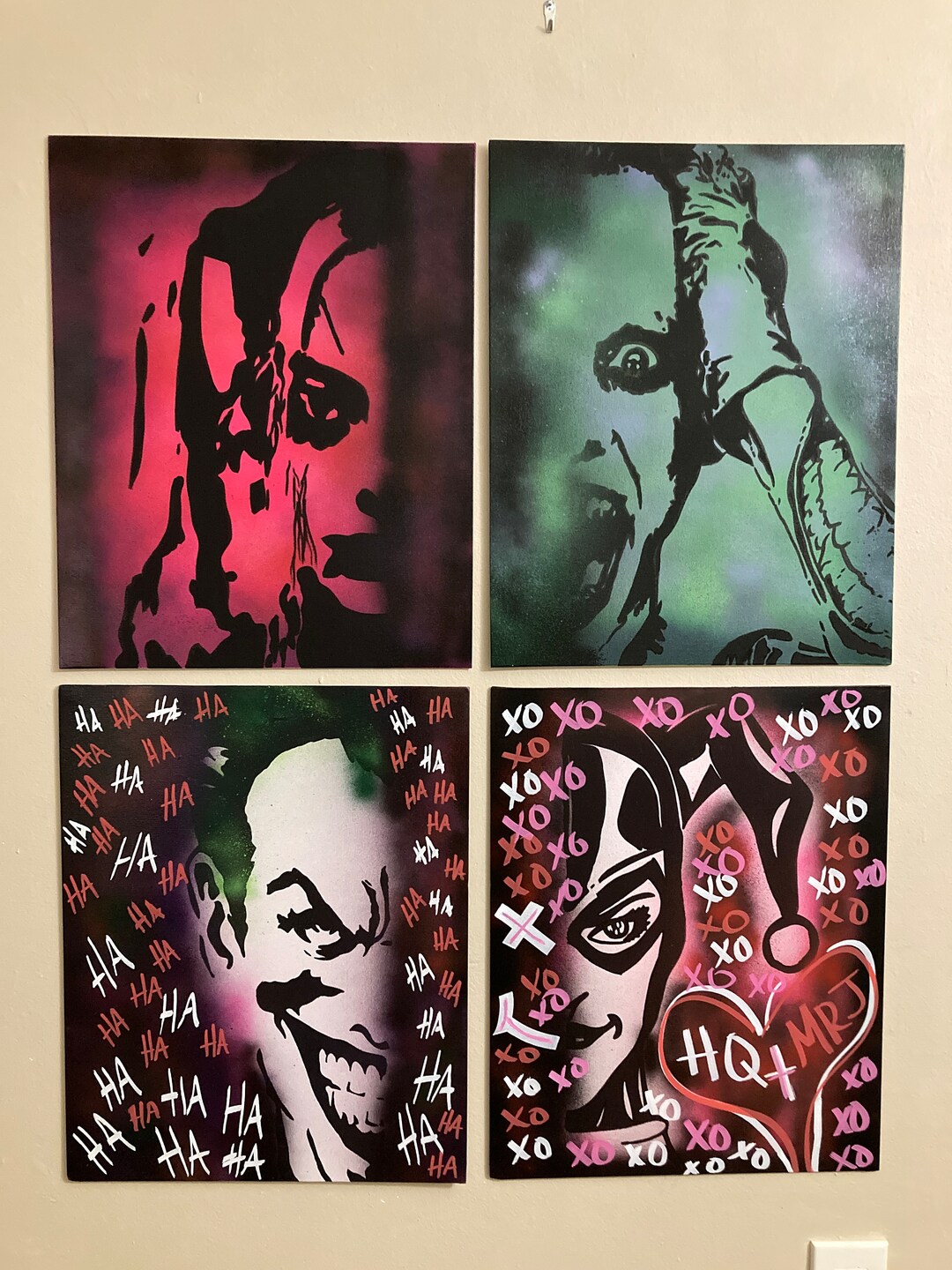 Harley Quinn and Joker Spray Paint Acrylic Paint Canvas Etsy