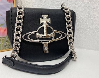 vivienne westwood shoulder chain saturn black and multicolor bag