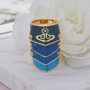 Bague d'armure anime nana, bague vivienne westwood, bague d'armure Bleu