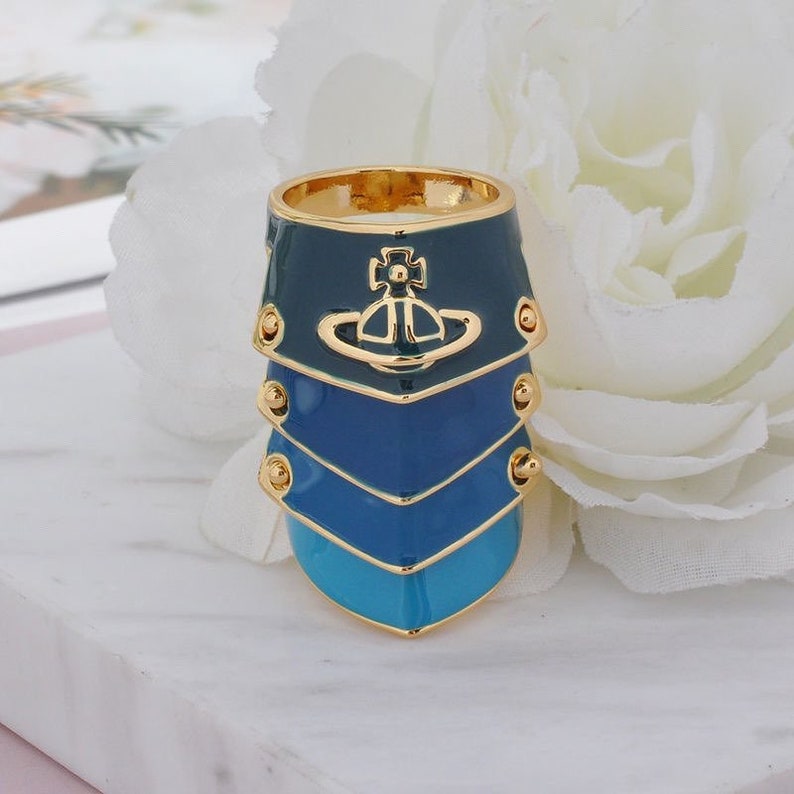 nana anime armour ring,vivienne westwood ring,armor ring Blue