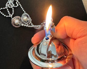 nana anime saturn refillable necklace lighter - double saturn chain