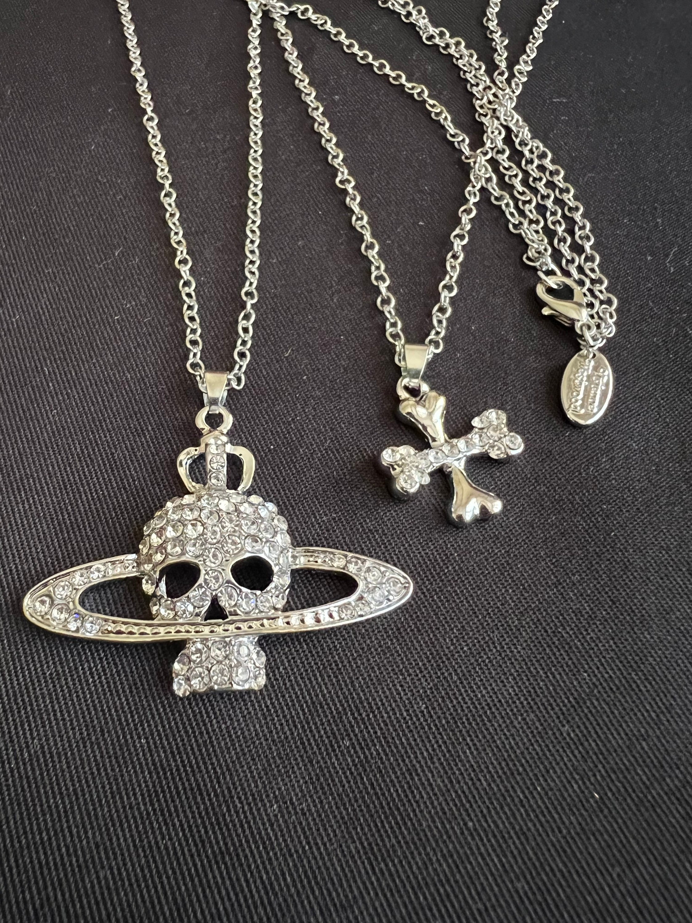 Skull and Bones Two Pieces Necklace - Etsy