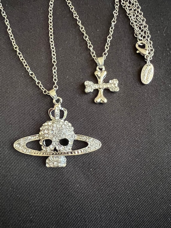 Skull and Bones Two Pieces Necklace - Etsy