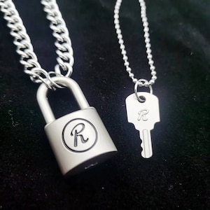 Stainless Steel Padlock Chain Necklace Lock Key Pendant Punk Rock Sid  Vicious 