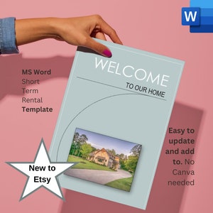 Plantilla de folleto de bienvenida Basado en MS Word Alquiler a corto plazo Carta A4 Google Docs Ahorre tiempo Apariencia profesional Texto sugerido incluido