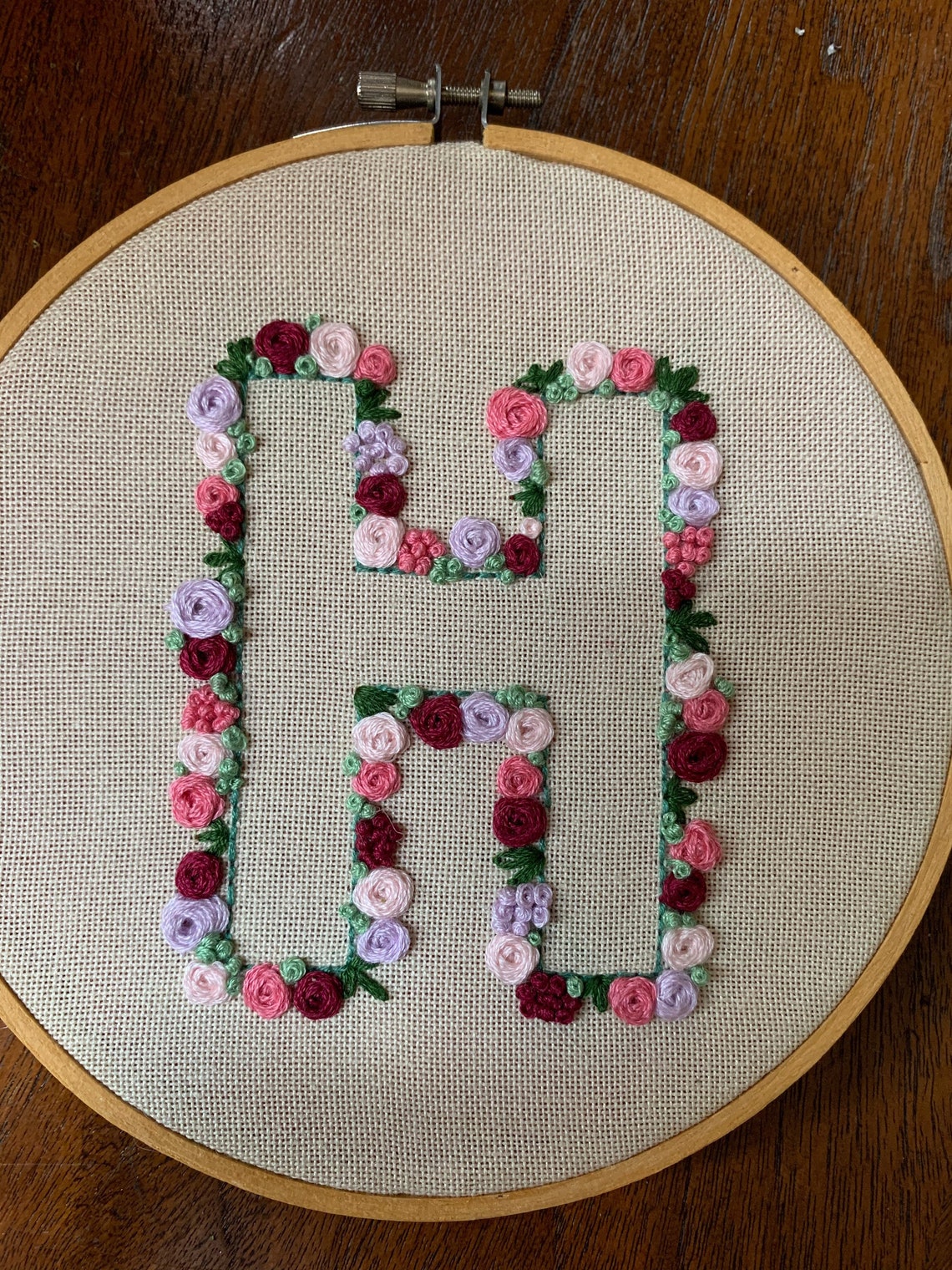 Custom Cross Stitch Floral Monogram Letter Initial Etsy