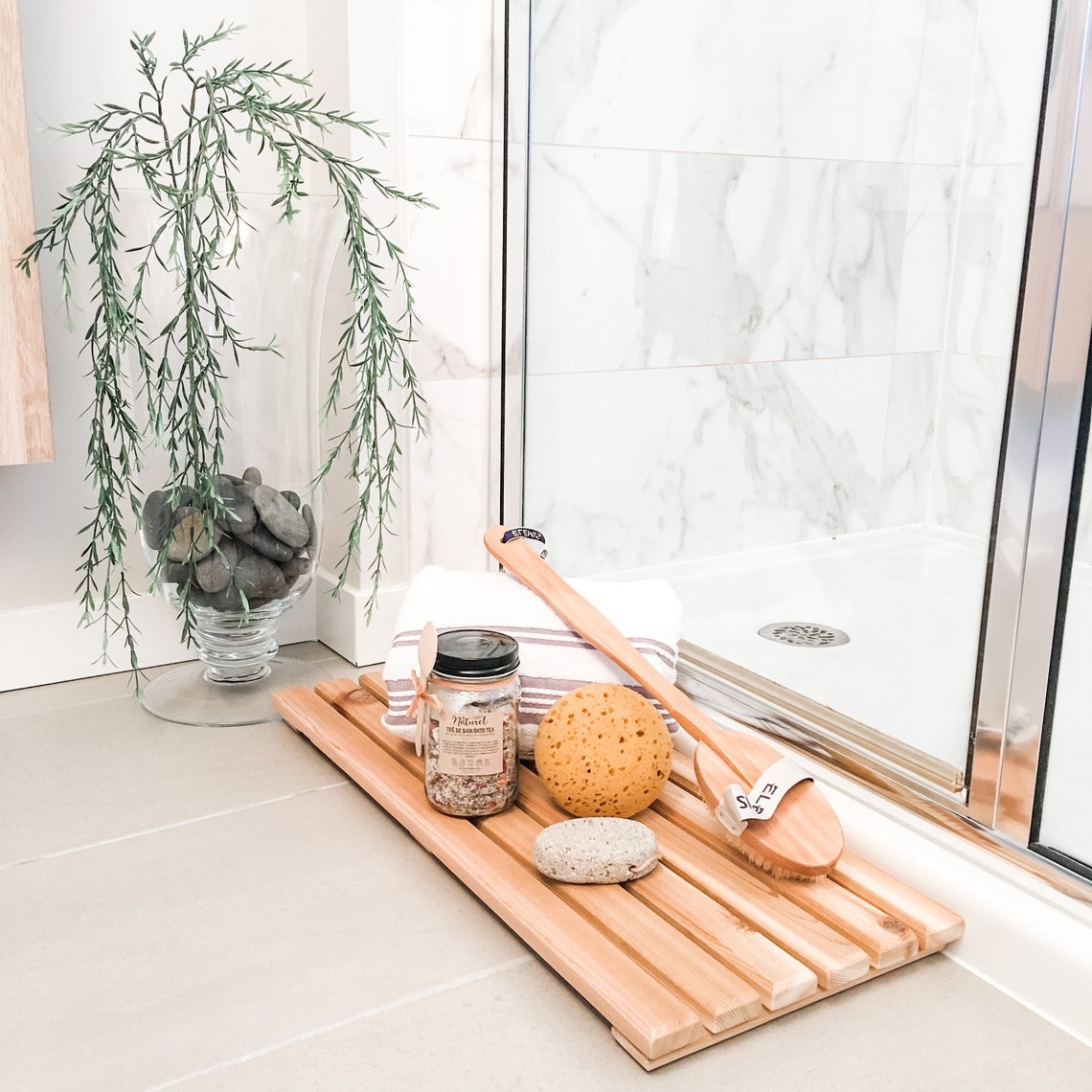 Cedar Bath Mat Wood Door Mat Shower Mat Slat Mat Home Etsy