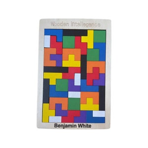 Engraved Colorful 3D Blocks Game Wooden Puzzle Brain Teasers Toy Tangram Educational Gift