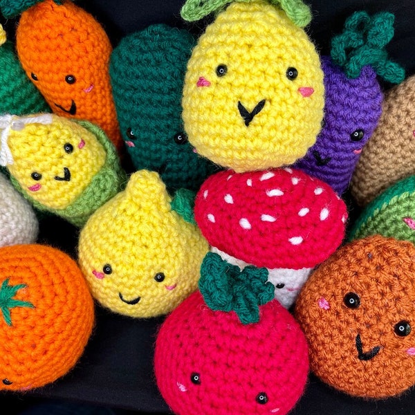 Crochet Pattern, Fruit and Veggie, Pretend Play Vegetables, Kitchen Toys