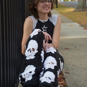 Handmade Crochet Skull Pants, Rave Wear, Comfy Clothes