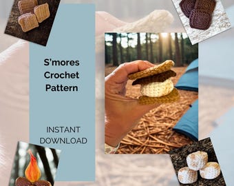 Padrão de crochê para S'mores, diversão na fogueira, download digital