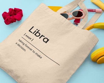 Libra Dictionary Definition Tote Bag, Libra Gift, Libra Bag, Gift for Libra, Horoscope Bag, Zodiac Gift, Star sign gift, Libra quote prints