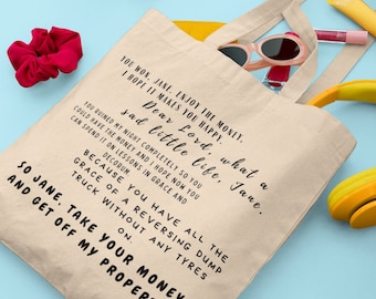 You won jane Tote Bag, Come dine with me gift, Gift for her uk, Shopping bag uk, Tote bag, Bag for life, Funny gift, Funny quote prints