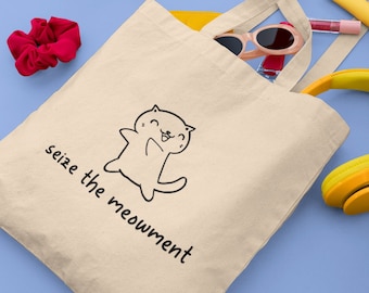 Cat Meowment Tote Bag, Cat lover gifts, Cat lovers gift, gift for friend, gift her, Shopping bag uk, Bag for life uk, Cat funny quote prints