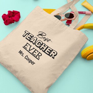 Borsa tote personalizzata per insegnanti, regalo per insegnanti, regali di fine anno, regalo di ringraziamento, borsa di tela, apprezzamento per gli insegnanti, regalo per insegnanti di scuola