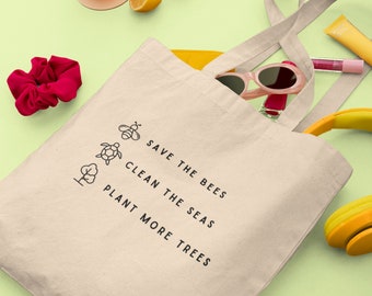 Save The Planet Tote Bag, Eco Friendly Bag, Bag For Life, Shopping Bag, Animal Lover, Natural Bag, Planet Lover, Eco Friendly quote prints
