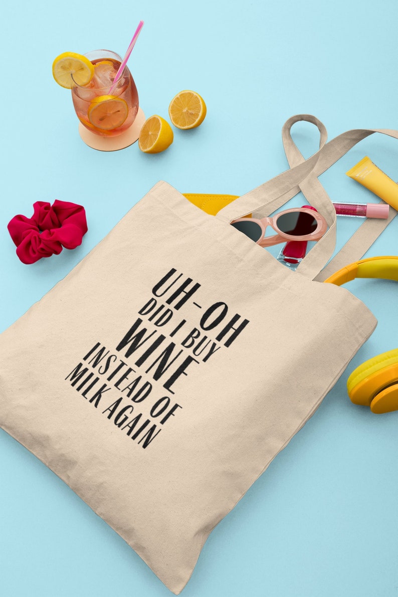 Funny Wine Tote Bag | Wine Lover Gift UK | Novelty Boozy Reusable Shopping Bag | Wine Gift for Her image 1