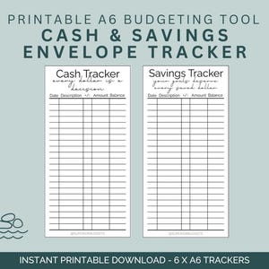 Plantillas de sobres de efectivo tamaño A6 / Plantillas minimalistas para el control del presupuesto / Descarga digital / Insertos para sobres de efectivo y fondo de reserva / Plantilla imprimible para el presupuesto