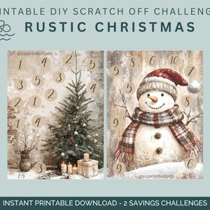 Rustieke kerst DIY Scratch Off Savings-uitdaging | Mysterie opslaan | Digitale download | Spaaruitdagingen | Cash-envelopsysteem