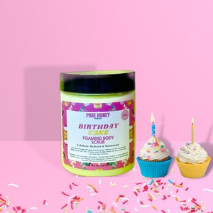 Birthday Cake Foaming Body Scrub | Made with Shea Butter and Vitamin E| Exfoliating and Hydrating| Includes Thermal Wrap and Ice Pack