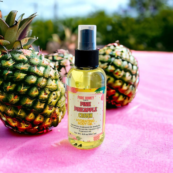 Pink Pineapple Crush Hydrating Body Oil | Luxurious and Hydrating | Non-Greasy | For dry, cracked skin|