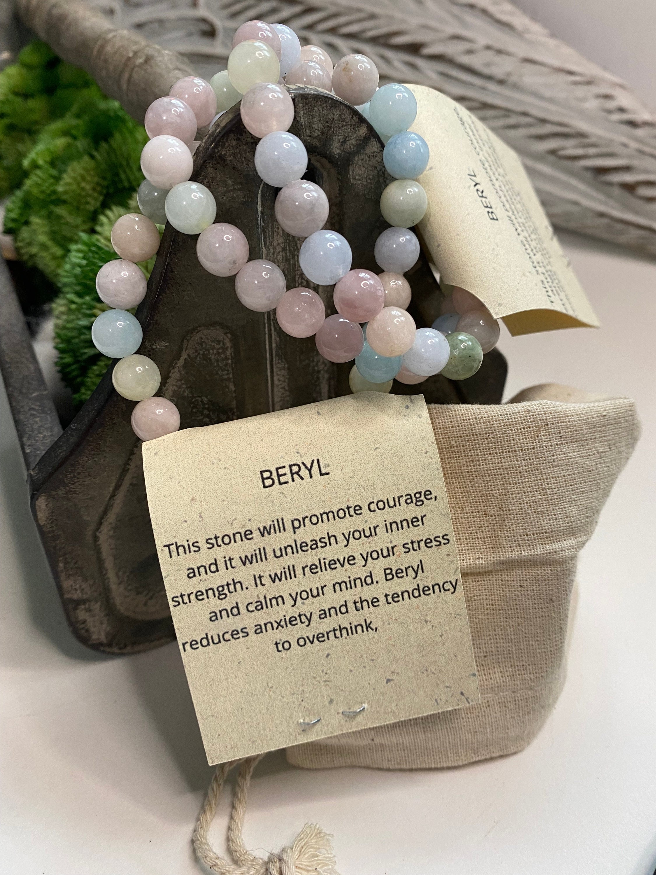 Details about   Natural Gemstone Beryl Bracelets by Healing Light Stones Chip or Round Bead 