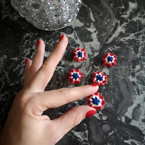 5 French tricolors COCKADES. Made in France (2cm / 0.8in) (French Revolution, Republican Rosette, Miserables, Napoleon, Bastille day)