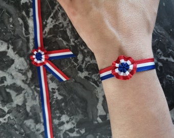 Bracelet Cocarde Française Tricolore - French Cockade (Rosette / Kokarde / Coccarda / France / Les Misérables / Napoléon / Bastille