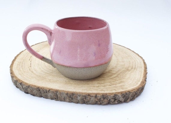 Pink mugs | grey stoneware | hand thrown mugs | hand made mugs | hand painted mugs | kitchen mugs | 426ml (3/4 pint)
