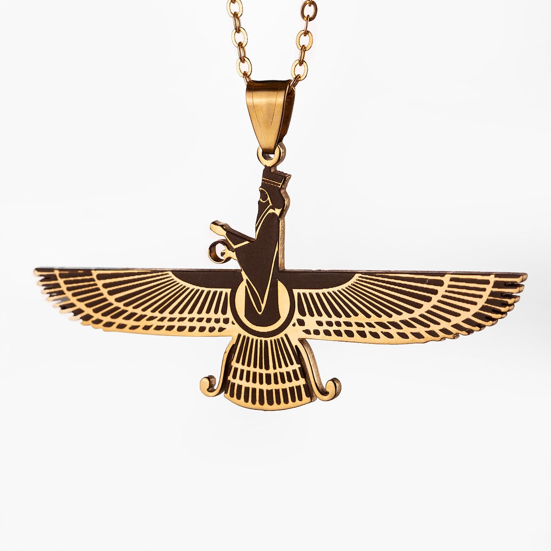Faravahar Necklace Persian, Ahura Mazda Necklace, Faravahar Pendant, Traditional Zoroastrian