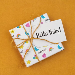 New Baby Gift Wrap | A1 Recyclable Wrapping Paper & Gift Tag Set