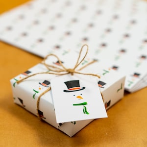 Snowman Christmas Gift Wrap | A1 Recyclable Wrapping Paper & Gift Tag Set