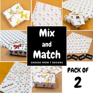 Mix and Match Gift Wrap | Pack of 2 | A1 Recyclable Wrapping Paper & Gift Tag Set